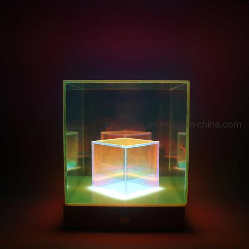 Amazon Style Glass 3D Illusion Lamp Colorful Decorative LED Light Acrylic Table Lamp for Bedroom