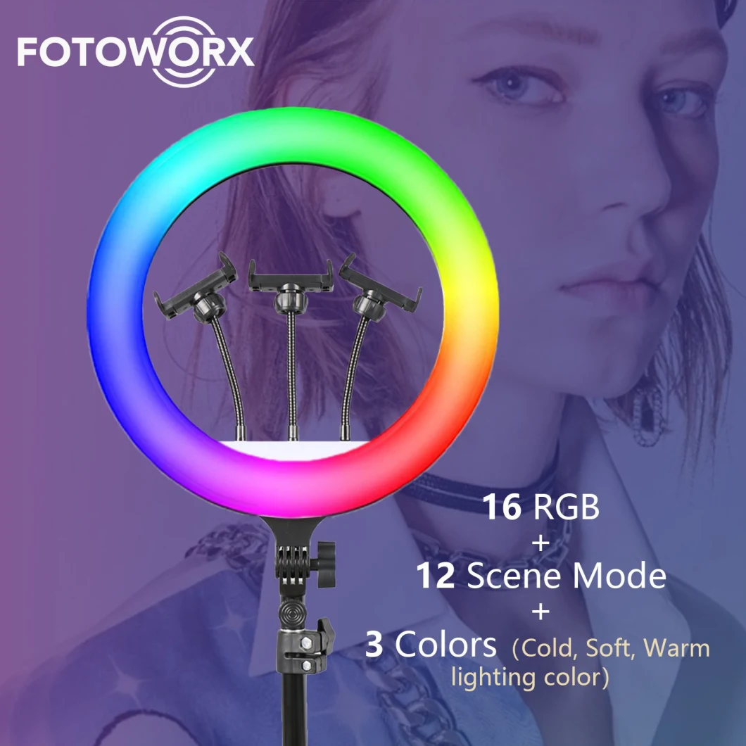 18 Inch RGB Ring Light with Phone Holder for Live Streaming