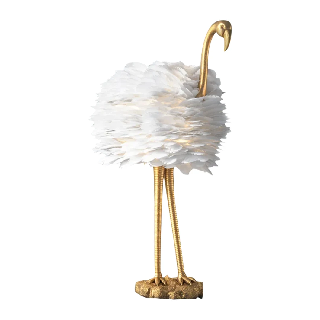 Flamingo Table Lamp Feather Shade Creative Desk Lamp Decorative LED Light Floor Lamp