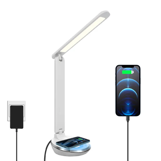 Lampe de bureau à LED de luminosité de gradateur tactile de décor à la maison de port USB moderne avec le chargeur sans fil de Qi