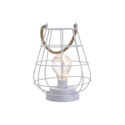 Lampe décorative à ampoule cage La lampe décorative vintage grandeur nature alimentée par batterie avec ampoule en plastique blanc chaud guirlande lumineuse et ca