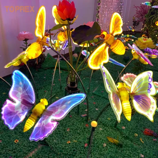 2% de réduction sur la lumière de jardin de fleur de papillon volant dynamique de lumières LED décoratives colorées extérieures